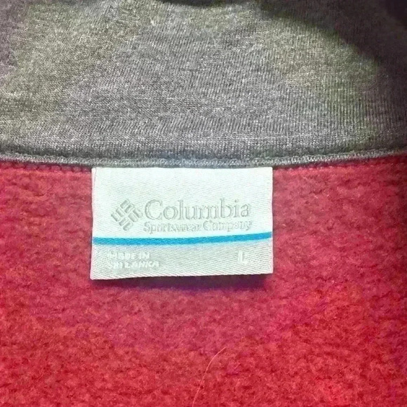 Columbia Red Men’s Fleece Quarter-Zip Sweatshirt Size Large - Picture 4 of 4
